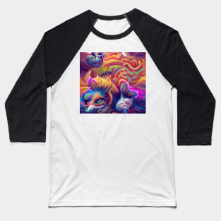 Psychedelic Cat Baseball T-Shirt